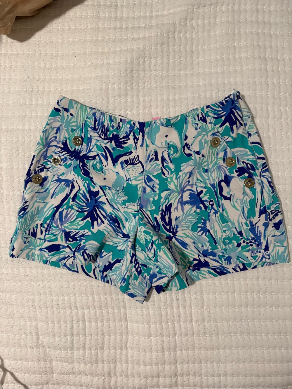 Lilly Pulitzer Blue & Teal Floral High-Waist Shorts